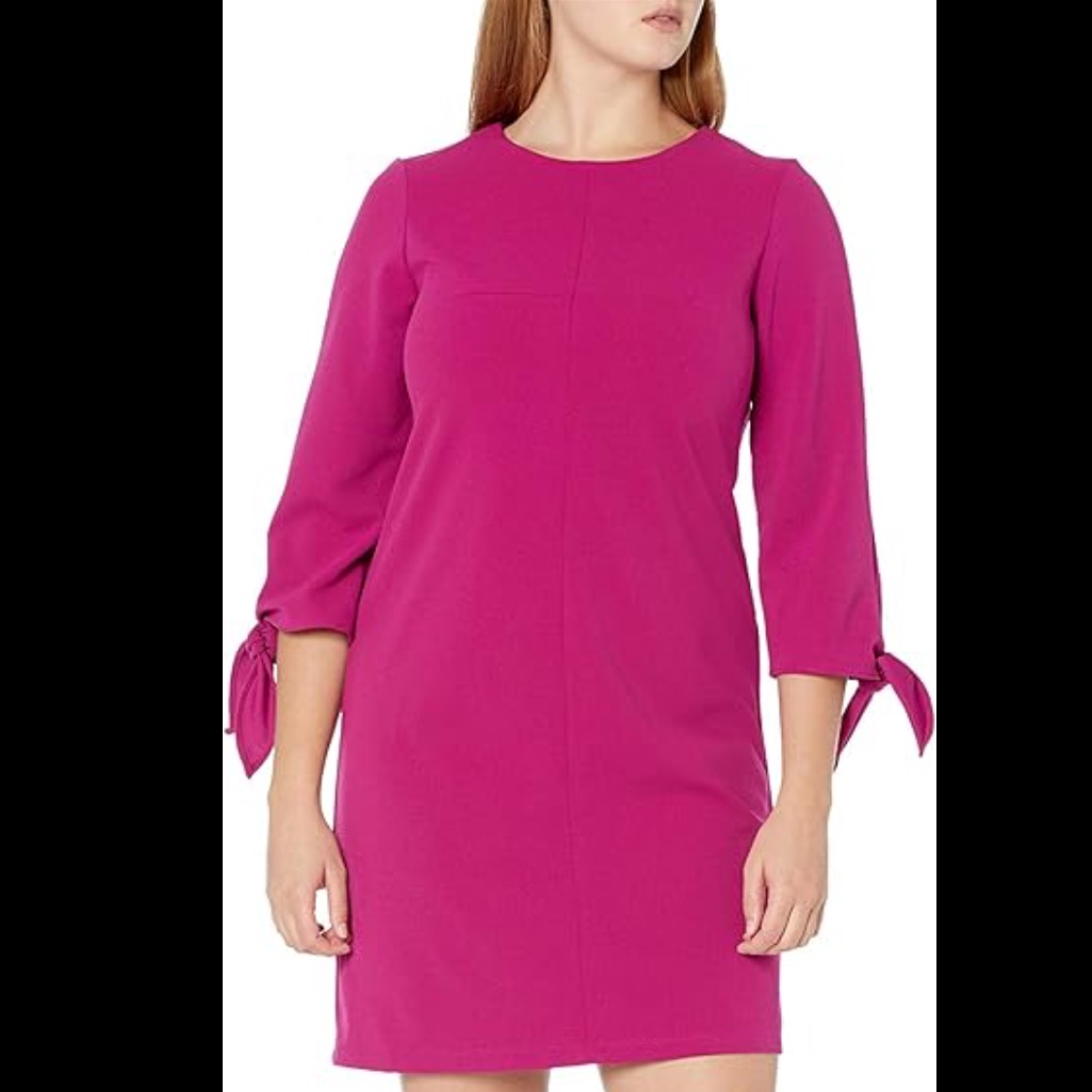 Ronni Nicole Pink Sheath Dress 3/4 Tie Sleeve Crew Neck 14